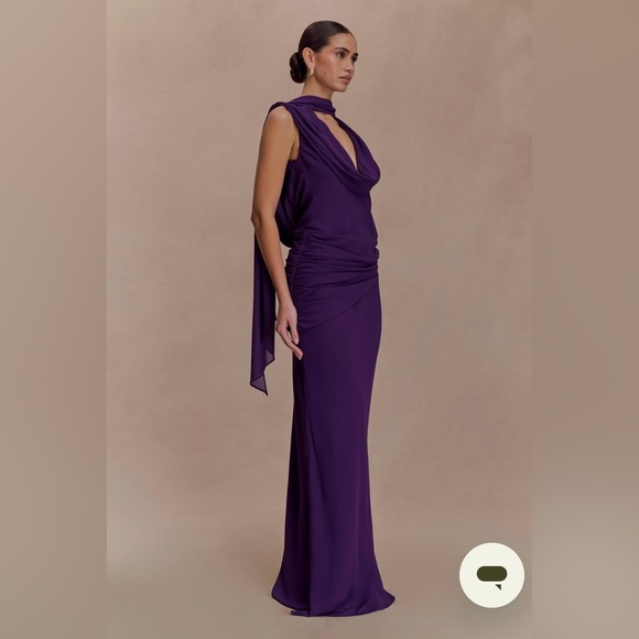 Meshki Purple Chiffon Draped Maxi Dress - Picture 2 of 7